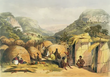 Inanda Kraal, Natal, tavola 25 da The Kafirs Illustrated, 1849