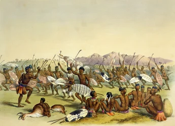 Danza di caccia Zulu vicino alle montagne Engooi, tavola 14 da 