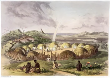 Zulu Kraal vicino a Umlazi, Natal, 1849