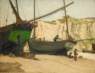 Pescherecci di Hastings sulla spiaggia di Hastings