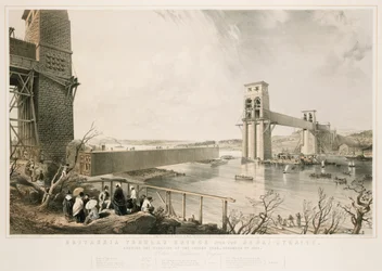 Ponte tubolare Britannia durante la costruzione, 3 dicembre 1849