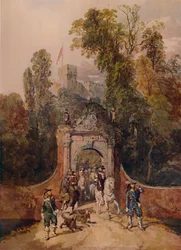 Una festa di falconeria in partenza, XIX secolo, 1935