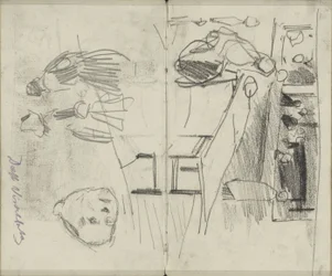 Figure nel mercato del pesce a Delft e studi di figure