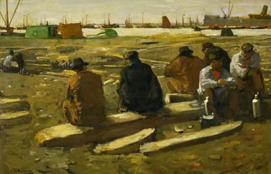 Pausa pranzo al cantiere in Van Diemenstraat ad Amsterdam