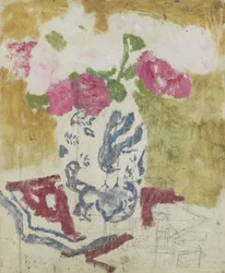 Vaso con fiori rosa