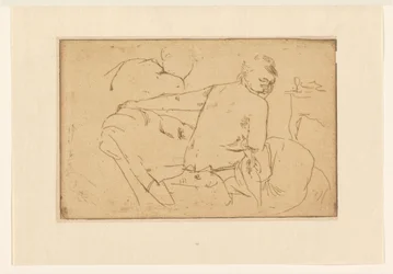 Donna seduta semi-nuda