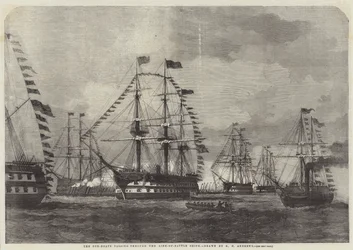 Le cannoniere che passano attraverso le navi di linea