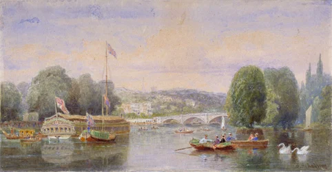 Il fiume Tamigi con il ponte di Richmond e Richmond Hill in lontananza, Londra, 1867