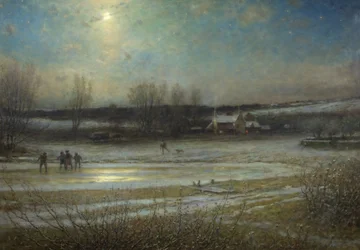 Una notte gelida - lo stagno ghiacciato del mulino, c.1904