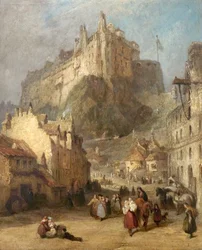 Castello di Edimburgo dal Grass Market, Scozia