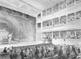 Interno del Little Theatre, Haymarket a Londra, 1815