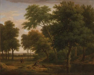 Paesaggio boscoso con figure, 1745 circa (olio su tela)
