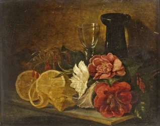 Natura morta con frutta e fiori