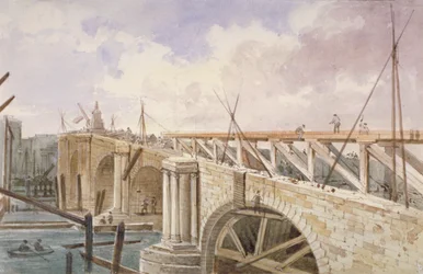Lavori di demolizione in corso sul Ponte di Blackfriars, 1864