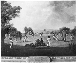 Una partita di cricket, XVIII secolo