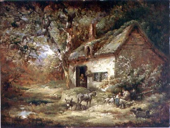 Porta del Cottage con un Asino