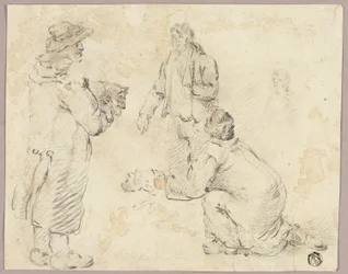 Tre uomini con cani