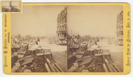 Stereografia delle casseforti prese dalle rovine su Dearborn Street dopo l