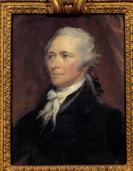 Ritratto di Alexander Hamilton (1757-1804), segretario al Tesoro degli Stati Uniti, XIX secolo. Sole. 0,25x0,2 m