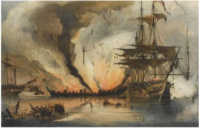 La battaglia navale di Navarino il 20 ottobre 1827