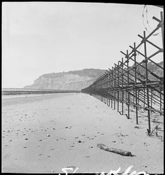La spiaggia di Shanklin, che mostra due file di impalcature dell