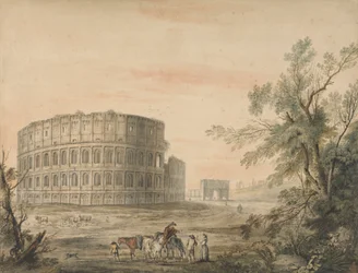 Colosseo, Roma, con arco a sinistra