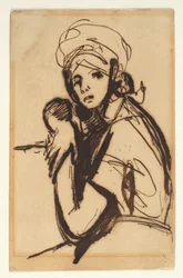 Mezza figura di una giovane donna