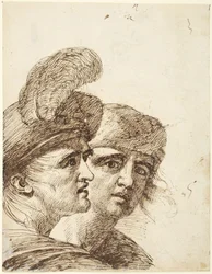 Le teste di due uomini  (retro: Studio per "L