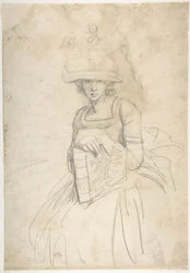 Dama con un libro (recto); Schema per la disposizione dei colori su una tavolozza (verso)