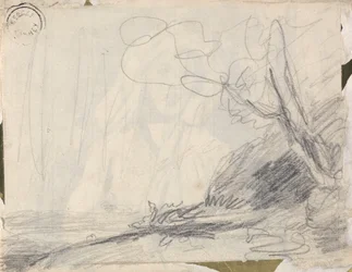 Paesaggio con albero pendente