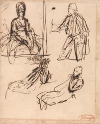Studi per ritratti di uomo e di donna