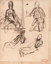 Studi per i ritratti di un uomo e di una donna