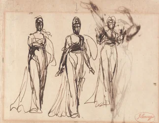 Tre studi di una donna in piedi, forse Circe
