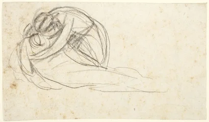 Donna che abbraccia una figura sdraiata  (verso: metà inferiore di due figure in piedi)