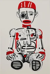 "Totem digitale", 2024 (acrilico su tela)