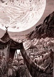 La luna nel deserto di Nubia, SUDAN. Musulmani pregano. 1888 (incisione)