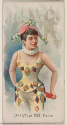 Carnevale a Nizza, Francia, dalla serie Holidays N80 per sigarette Duke, 1890