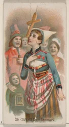 Martedì grasso, Danimarca, dalla serie Holidays N80 per sigarette Duke, 1890