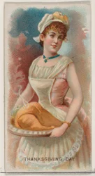 Giorno del Ringraziamento, Stati Uniti, dalla serie Holidays N80 per sigarette Duke,..., 1890