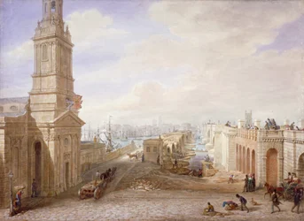 Vecchi e nuovi ponti di Londra guardando a sud, Londra, 1831