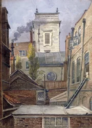 La torre della Chiesa di San Giorgio Botolph Lane, Città di Londra, c1830