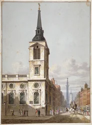 Chiesa di San Benet Gracechurch e Gracechurch Street, Città di Londra, 1811