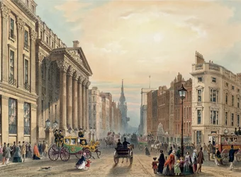Mansion House verso Cheapside, inciso da Thomas Picken, pubblicato da Ackermann 1851