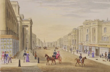 Regent Street, vista nord da Hanover Street, c.1830