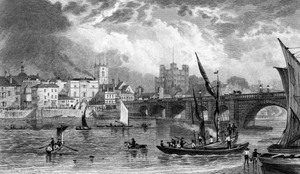 Ponte di Rochester, inciso da H. Adlard, c.1830