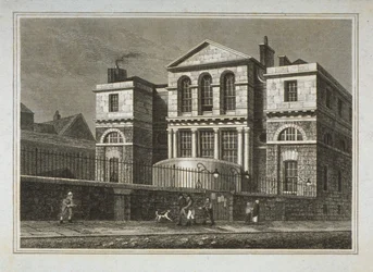 Vista della Sessions House, Old Bailey, 1812