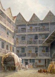 Veduta del cortile del Bull and Mouth Inn, St Martin