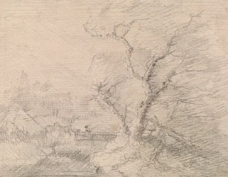 Paesaggio con Ponte Pedonale e Grande Albero