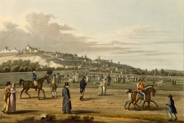Rassegna delle truppe inglesi a Montmartre dal Duca di Wellington, 21 ottobre 1815, inciso da M. Dubourg, 1817
