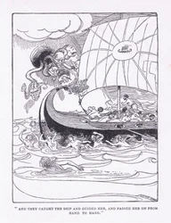 E presero la nave e la guidarono, e la passarono di mano in mano, da Gli Eroi pubblicato da George Allen e Unwin 1929